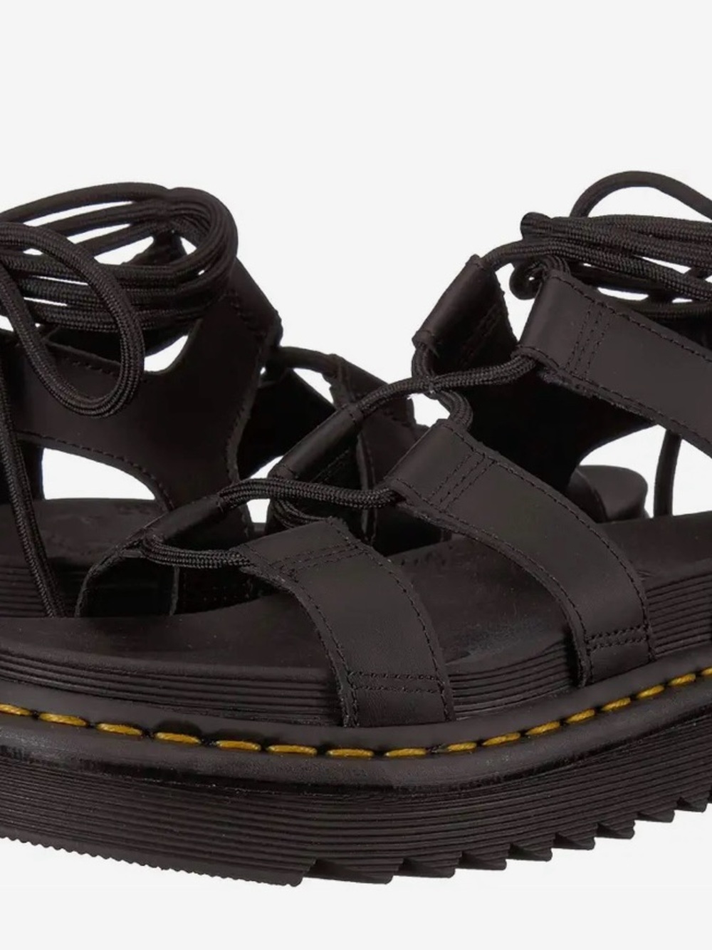 Dr. Martens Black Platform Lace-Up Gladiator Sandals